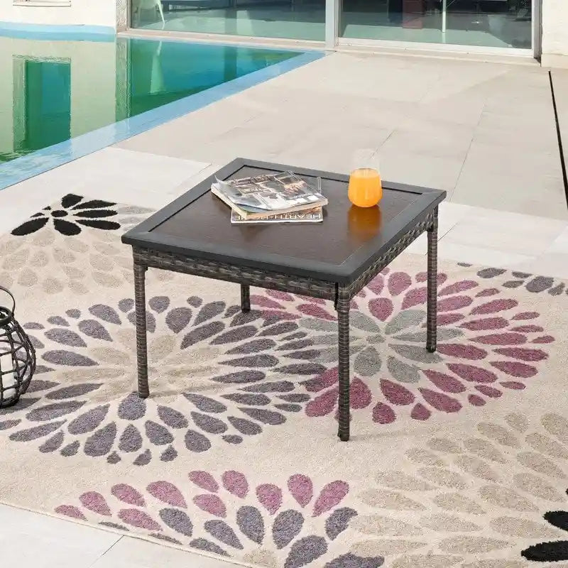 Table d'appoint de café en métal d'extérieur Patio Festival