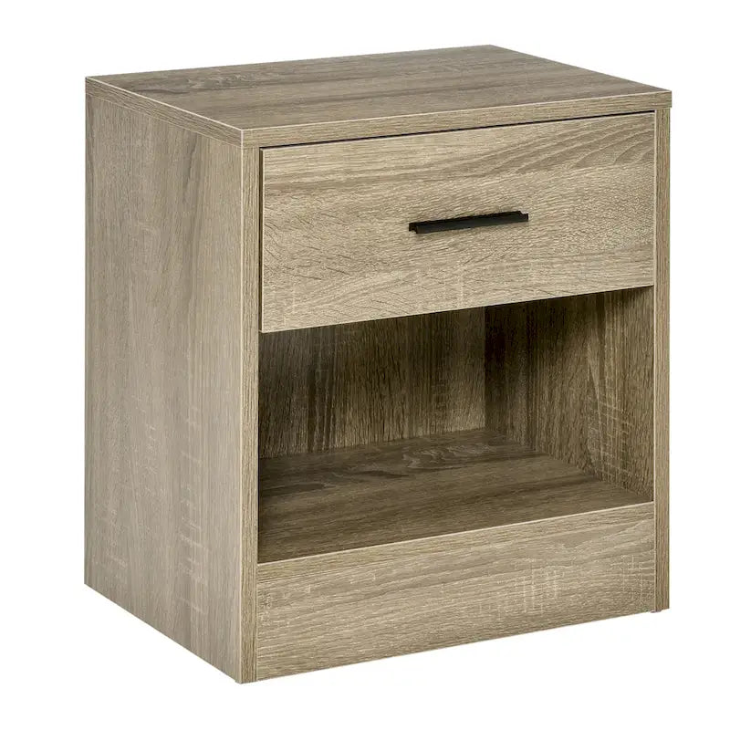 Table d'appoint moderne HOMCOM avec tiroir, Table d'appoint compacte avec étagère de rangement ouverte pour salon ou chambre à coucher