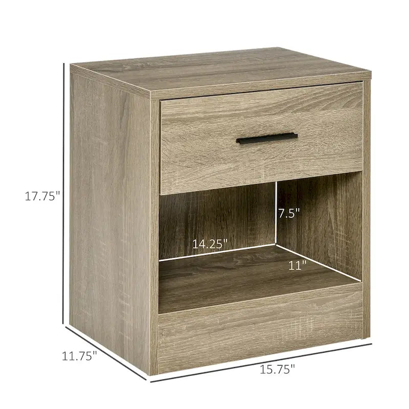 Table d'appoint moderne HOMCOM avec tiroir, Table d'appoint compacte avec étagère de rangement ouverte pour salon ou chambre à coucher