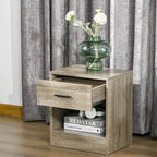 Table d'appoint moderne HOMCOM avec tiroir, Table d'appoint compacte avec étagère de rangement ouverte pour salon ou chambre à coucher