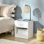 Table d'appoint moderne HOMCOM avec tiroir, Table d'appoint compacte avec étagère de rangement ouverte pour salon ou chambre à coucher
