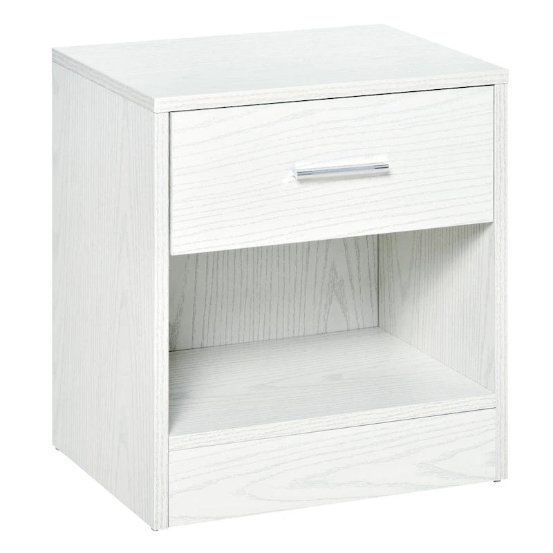 Table d'appoint moderne HOMCOM avec tiroir, Table d'appoint compacte avec étagère de rangement ouverte pour salon ou chambre à coucher