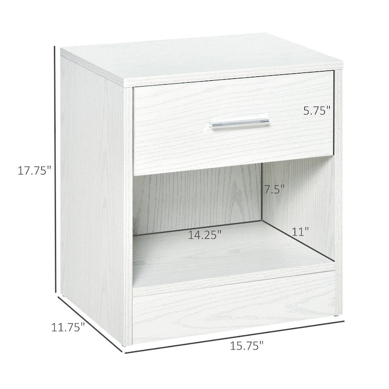 Table d'appoint moderne HOMCOM avec tiroir, Table d'appoint compacte avec étagère de rangement ouverte pour salon ou chambre à coucher