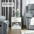 Table d'appoint moderne HOMCOM avec tiroir, Table d'appoint compacte avec étagère de rangement ouverte pour salon ou chambre à coucher