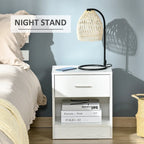 Table d'appoint moderne HOMCOM avec tiroir, Table d'appoint compacte avec étagère de rangement ouverte pour salon ou chambre à coucher