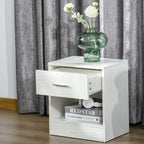 Table d'appoint moderne HOMCOM avec tiroir, Table d'appoint compacte avec étagère de rangement ouverte pour salon ou chambre à coucher