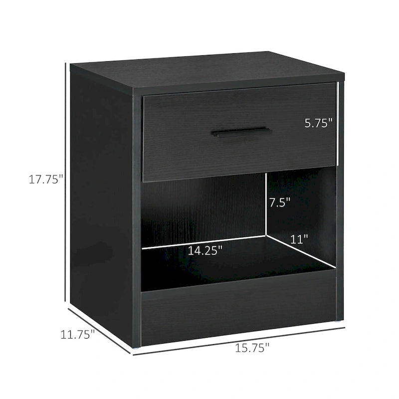 Table d'appoint moderne HOMCOM avec tiroir, Table d'appoint compacte avec étagère de rangement ouverte pour salon ou chambre à coucher
