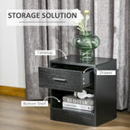 Table d'appoint moderne HOMCOM avec tiroir, Table d'appoint compacte avec étagère de rangement ouverte pour salon ou chambre à coucher