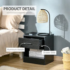 Table d'appoint moderne HOMCOM avec tiroir, Table d'appoint compacte avec étagère de rangement ouverte pour salon ou chambre à coucher