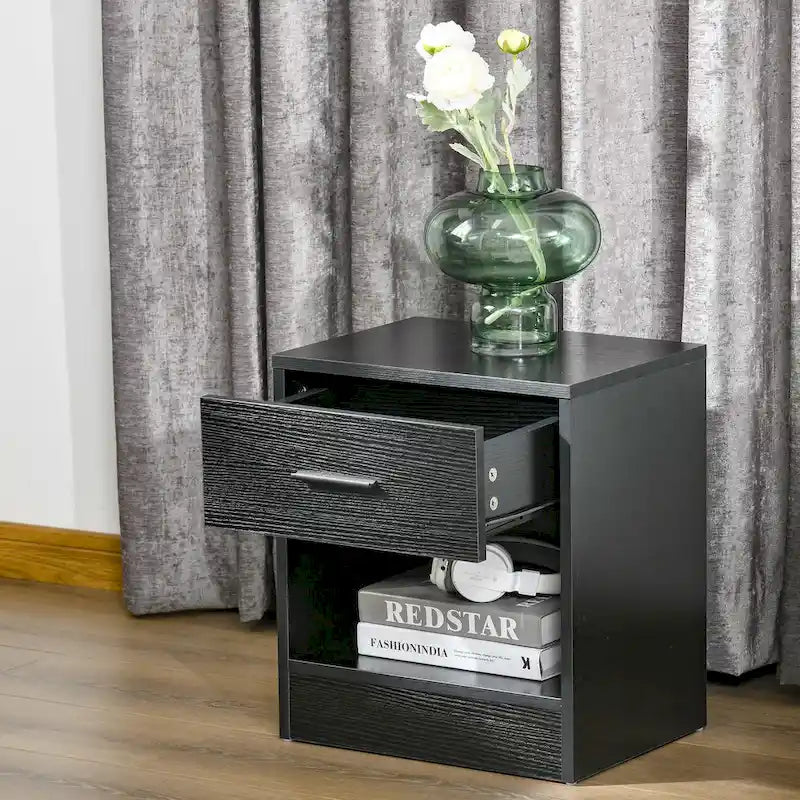 Table d'appoint moderne HOMCOM avec tiroir, Table d'appoint compacte avec étagère de rangement ouverte pour salon ou chambre à coucher