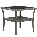 Table basse d'extérieur en osier Outsunny, table d'appoint en rotin avec étagère de rangement à 2 niveaux, structure carrée en aluminium, table d'appoint