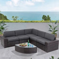 SUNCROWN Ensemble de mobilier de jardin 6 pièces en rotin