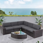 SUNCROWN Ensemble de mobilier de jardin 6 pièces en rotin