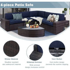 SUNCROWN Ensemble de mobilier de jardin 6 pièces en rotin