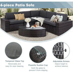 SUNCROWN Ensemble de mobilier de jardin 6 pièces en rotin