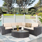 SUNCROWN Ensemble de mobilier de jardin 6 pièces en rotin