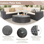 SUNCROWN Ensemble de mobilier de jardin 6 pièces en rotin