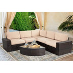 SUNCROWN Ensemble de mobilier de jardin 6 pièces en rotin