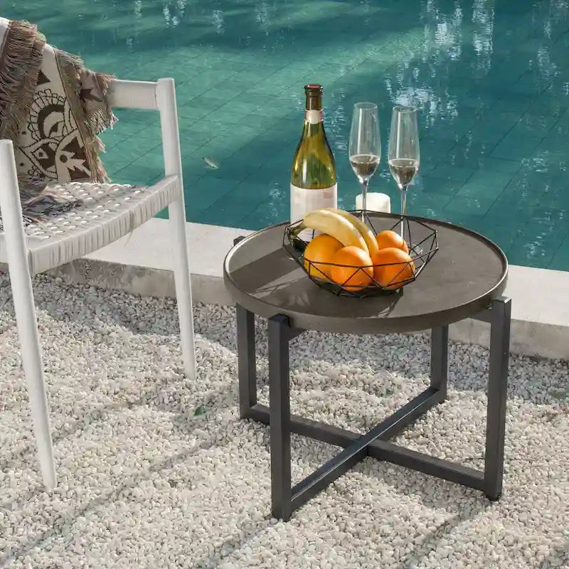 Table basse/d'appoint ronde d'extérieur en béton léger COSIEST