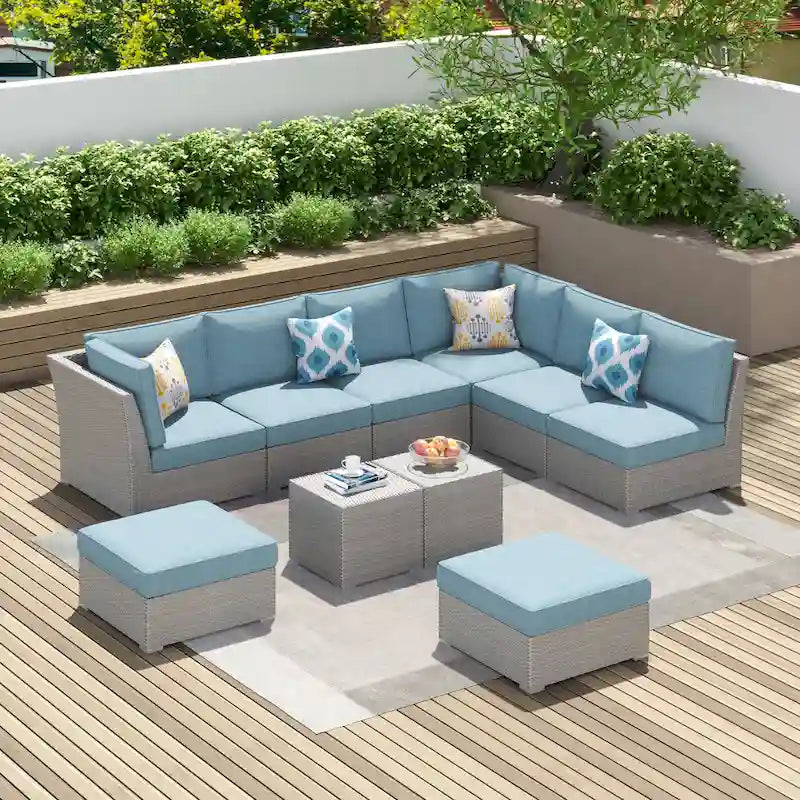 Corvus 10-piece Grey Sectional Conversation Sofa Set