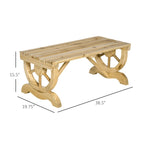 Banc de jardin extérieur en bois Outsunny pour 2 personnes avec pieds uniques en forme de roue – 38,5 L x 19,75 P x 15,5 H