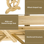 Banc de jardin extérieur en bois Outsunny pour 2 personnes avec pieds uniques en forme de roue – 38,5 L x 19,75 P x 15,5 H