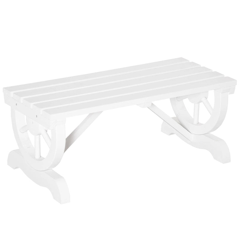 Banc de jardin extérieur en bois Outsunny pour 2 personnes avec pieds uniques en forme de roue – 38,5 L x 19,75 P x 15,5 H