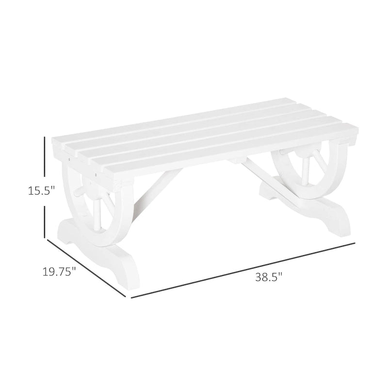 Banc de jardin extérieur en bois Outsunny pour 2 personnes avec pieds uniques en forme de roue – 38,5 L x 19,75 P x 15,5 H