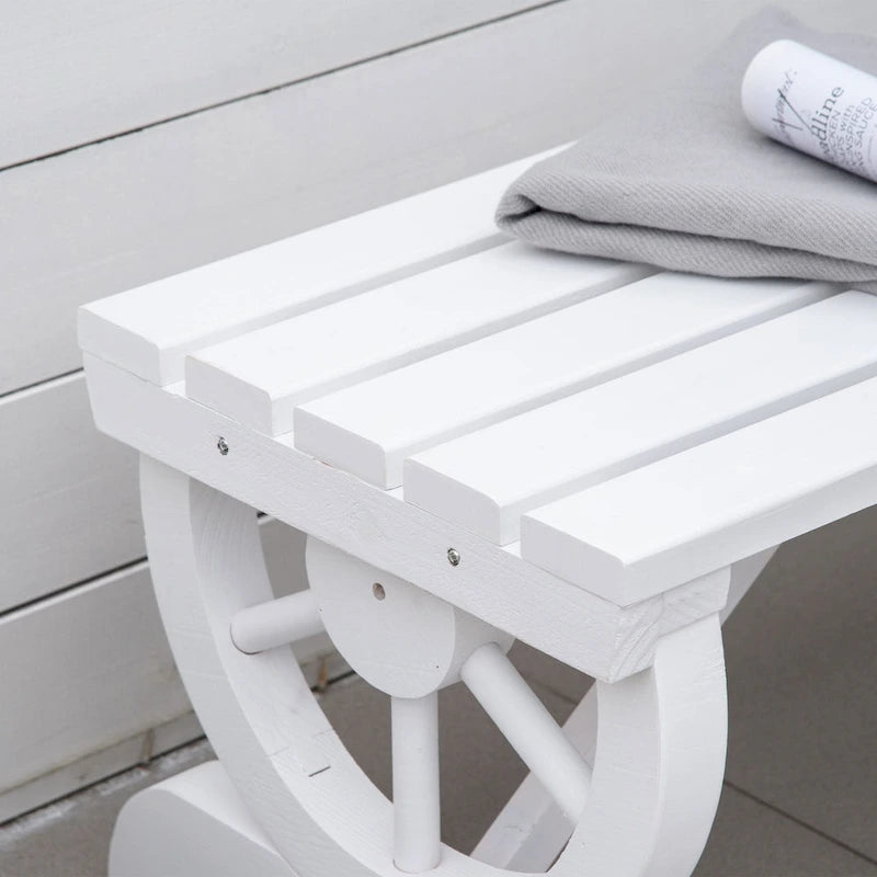 Banc de jardin extérieur en bois Outsunny pour 2 personnes avec pieds uniques en forme de roue – 38,5 L x 19,75 P x 15,5 H