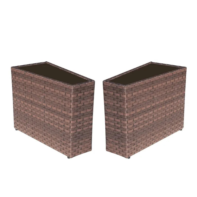 Table d'appoint de patio en osier d'extérieur, lot de 2
