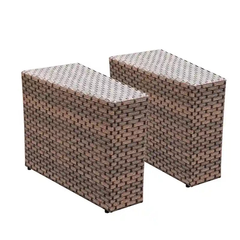 Table d'appoint de patio en osier d'extérieur, lot de 2