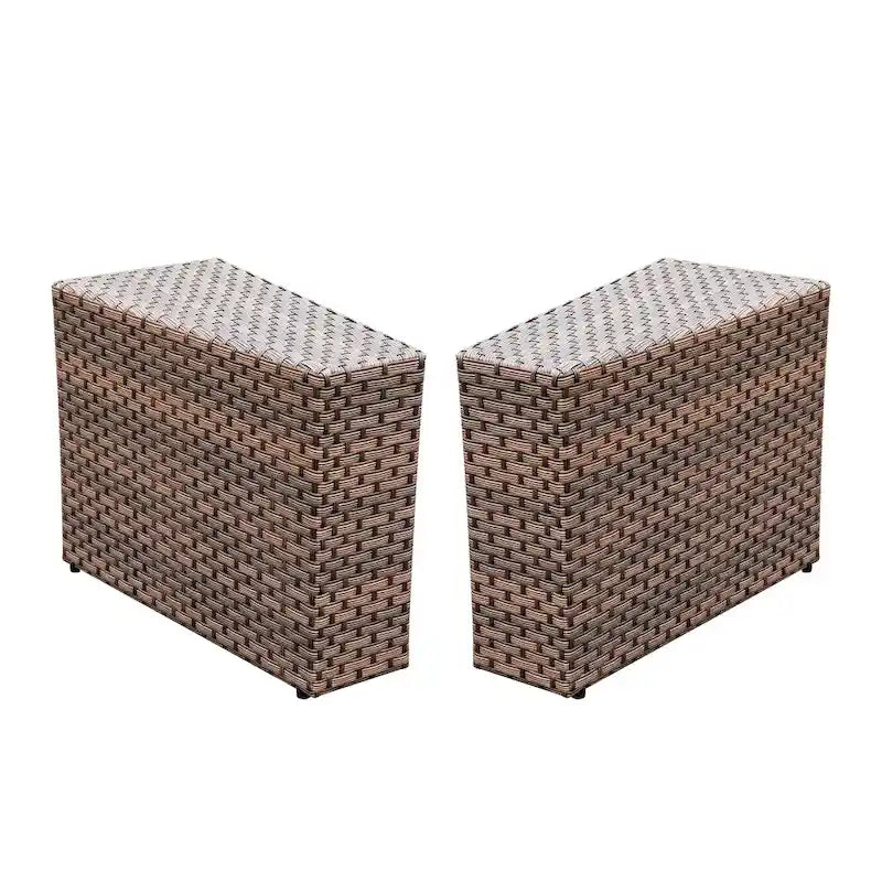 Table d'appoint de patio en osier d'extérieur, lot de 2
