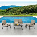 Patio Festival 4-Piece Outdoor Loveseat Seating Group with Cushions