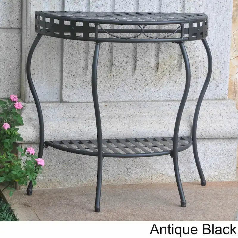 Table demi-lune à 2 niveaux Santa Fe Nailhead