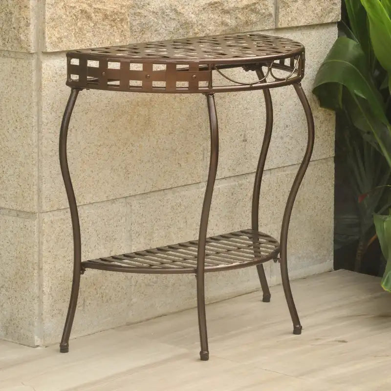 Table demi-lune à 2 niveaux Santa Fe Nailhead