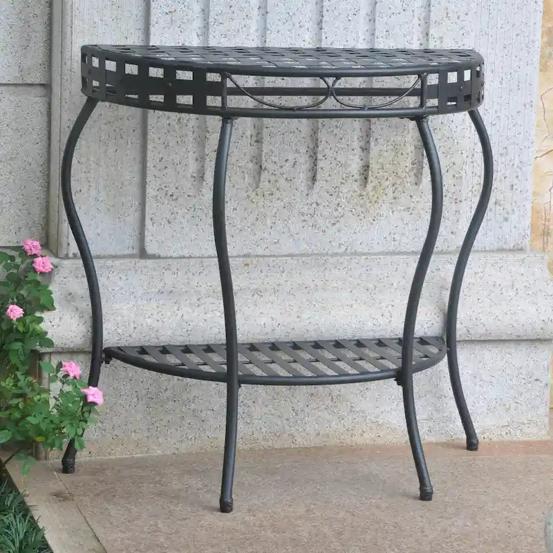 Table demi-lune à 2 niveaux Santa Fe Nailhead