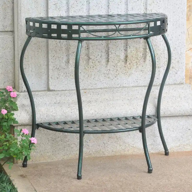 Table demi-lune à 2 niveaux Santa Fe Nailhead