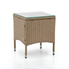 Table d'appoint d'extérieur compacte Zaara en osier et verre par M&L Co.