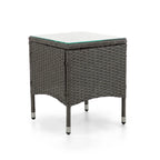 Table d'appoint d'extérieur compacte Zaara en osier et verre par M&L Co.