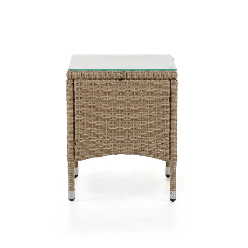 Table d'appoint d'extérieur compacte Zaara en osier et verre par M&L Co.