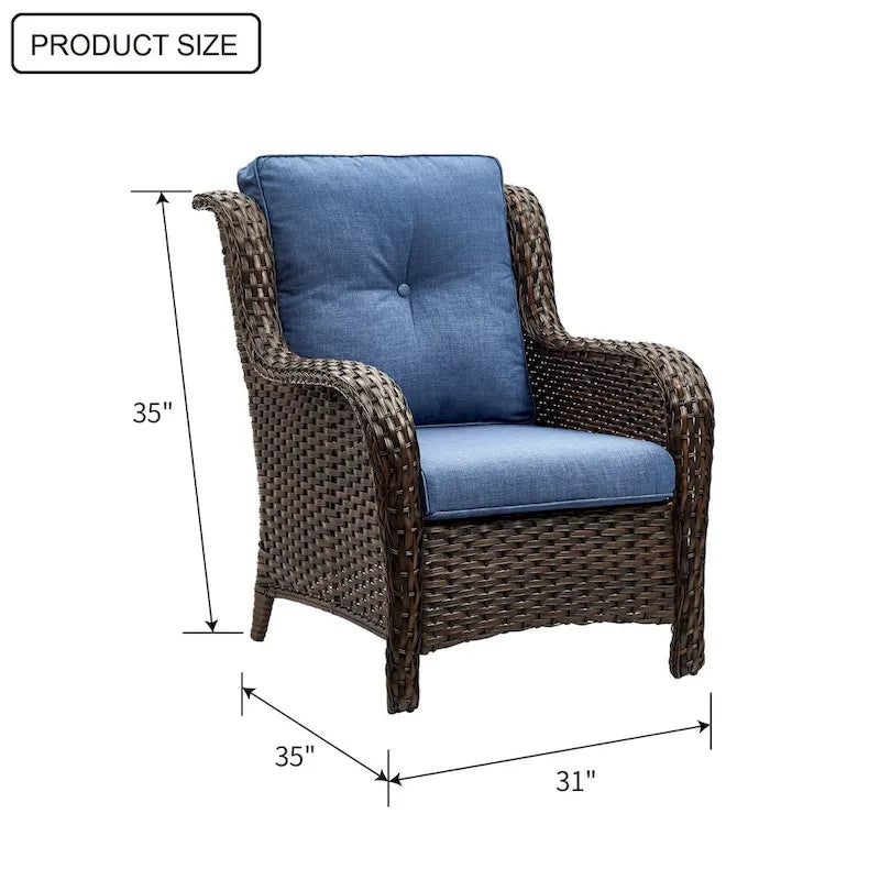 Chaises de patio extérieures en rotin Gymojoy avec coussins, ensemble de 2