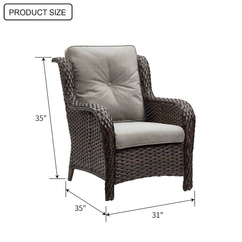 Chaises de patio extérieures en rotin Gymojoy avec coussins, ensemble de 2