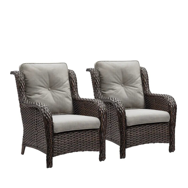 Chaises de patio extérieures en rotin Gymojoy avec coussins, ensemble de 2