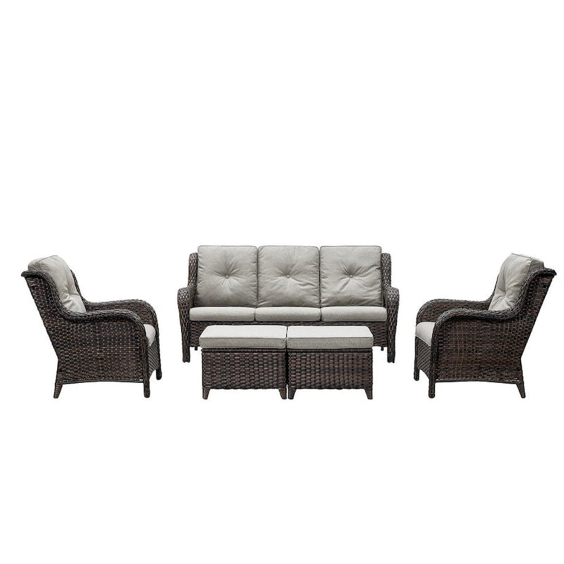 Chaises de patio extérieures en rotin Gymojoy avec coussins, ensemble de 2