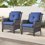 Chaises de patio extérieures en rotin Gymojoy avec coussins, ensemble de 2