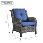 Chaises de patio extérieures en rotin Gymojoy avec coussins, ensemble de 2