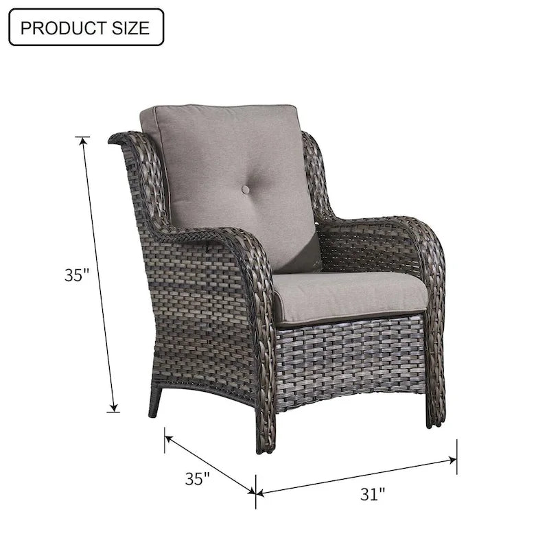 Chaises de patio extérieures en rotin Gymojoy avec coussins, ensemble de 2