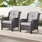 Chaises de patio extérieures en rotin Gymojoy avec coussins, ensemble de 2