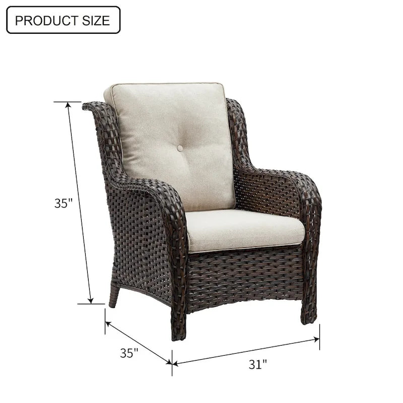 Chaises de patio extérieures en rotin Gymojoy avec coussins, ensemble de 2