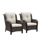 Chaises de patio extérieures en rotin Gymojoy avec coussins, ensemble de 2